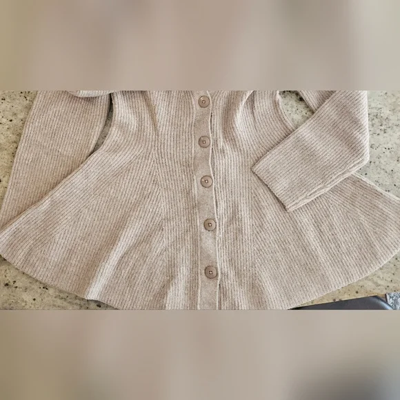 NWT Maeve Wool Blend Hourglass Ribbed Knit Cardigan Sweater Anthropologie Sz L - Picture 16 of 16